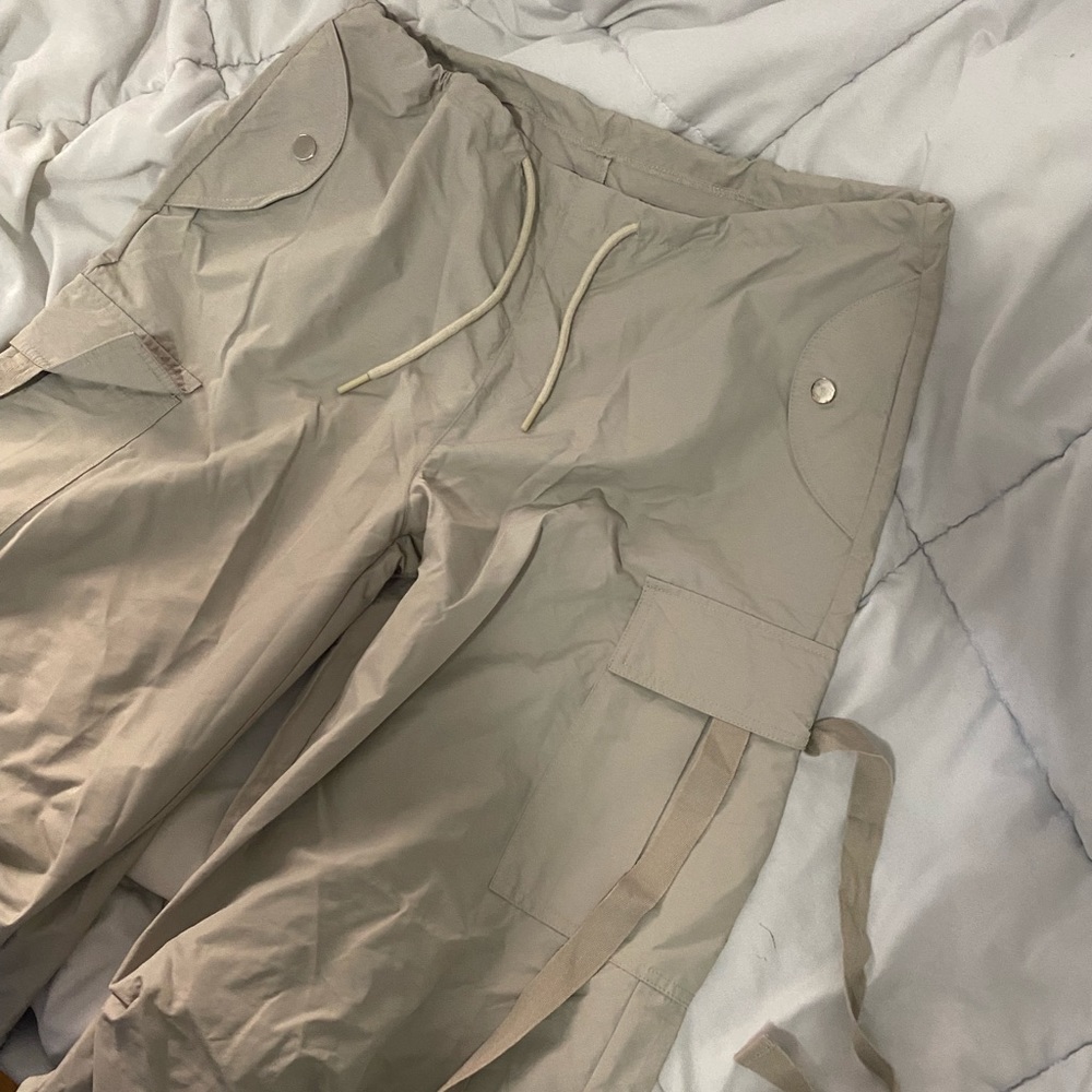 Khaki parachute pants